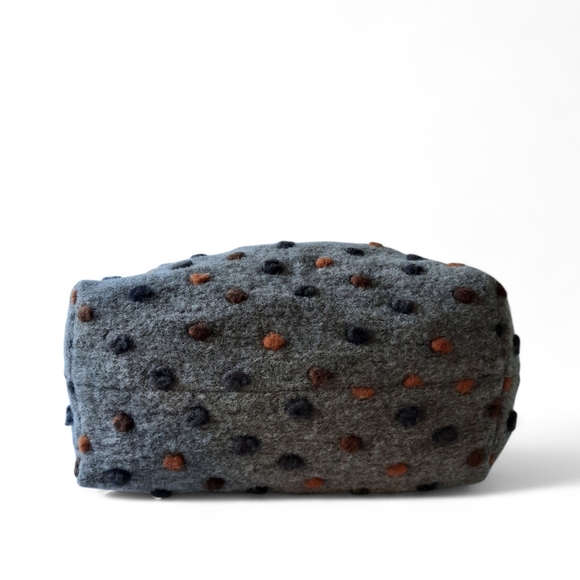 TERESA CAMBI Italy Large Felted Wool Pom Shoulder Bag Hobo Weekender Boho Tote - Picture 9 of 14